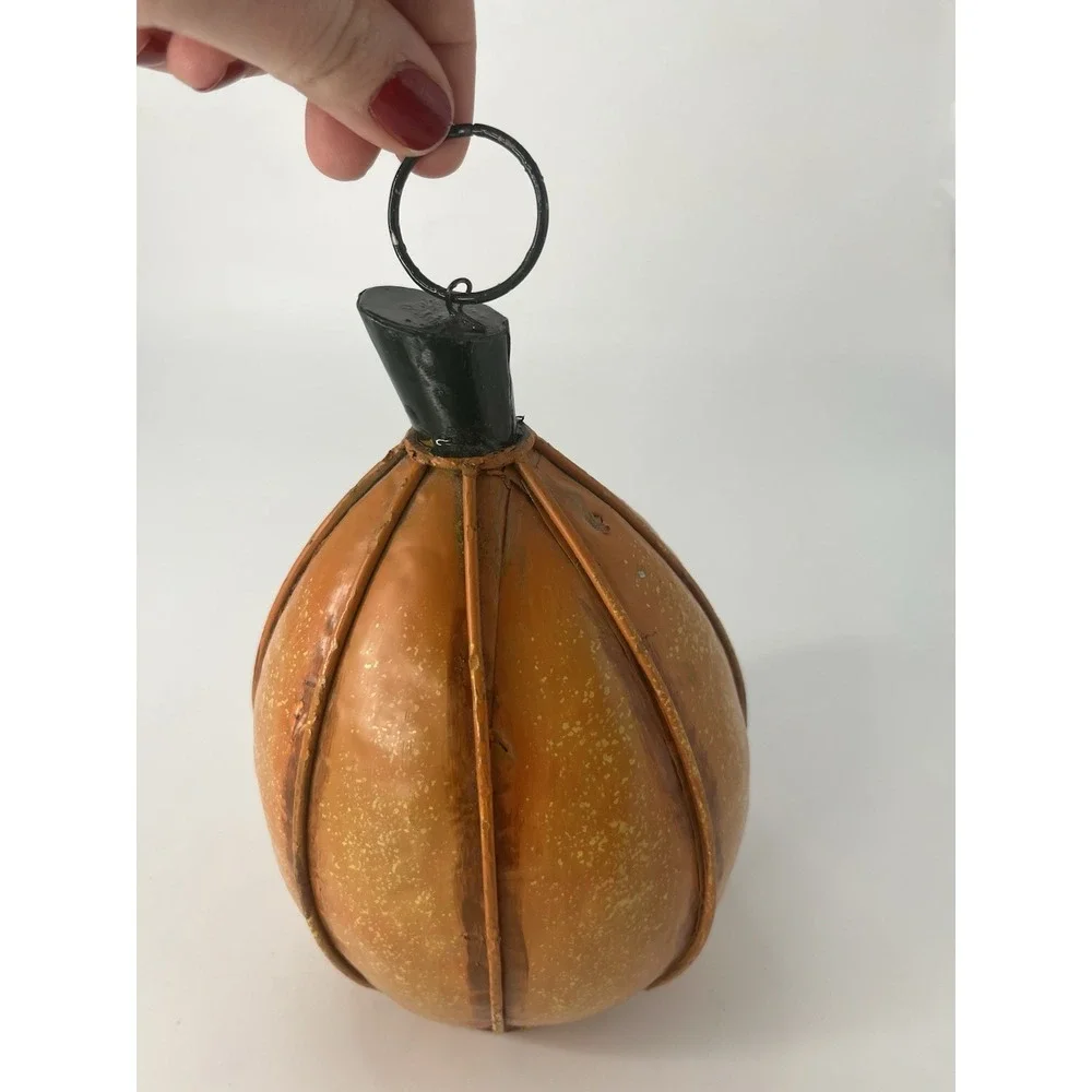 Vintage Pumpkin Bird Feeder Orange Tin Fall Decor